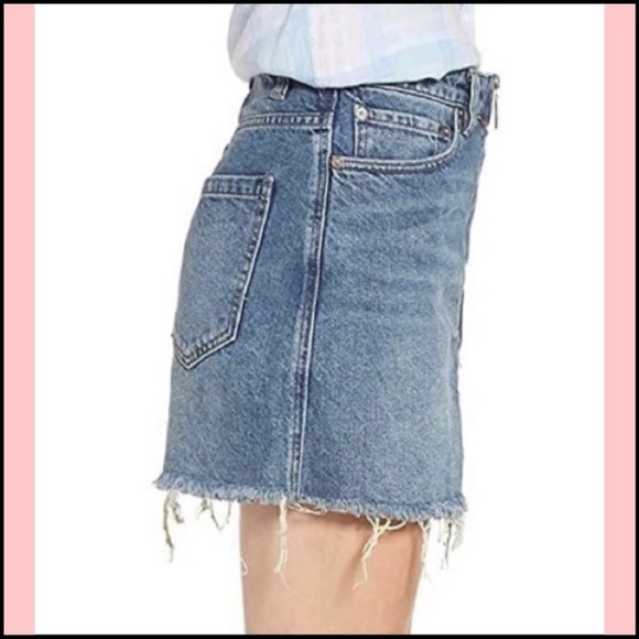 FREE PEOPLE Zip- Up Boho Grunge Denim Skirt Sz 27 - Picture 11 of 12